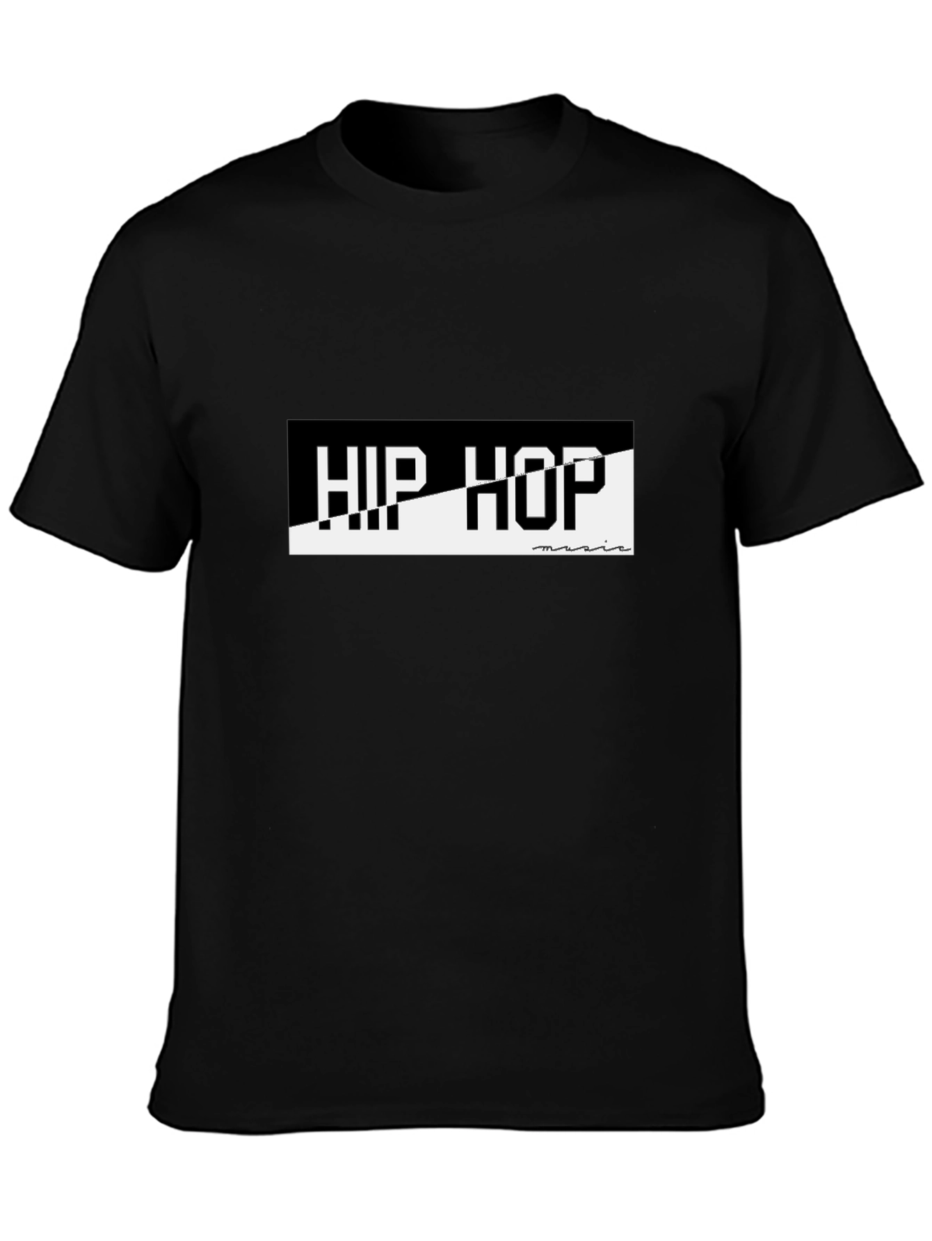 Hip Hop Music Graphic Tee - Black Cotton T-Shirt
