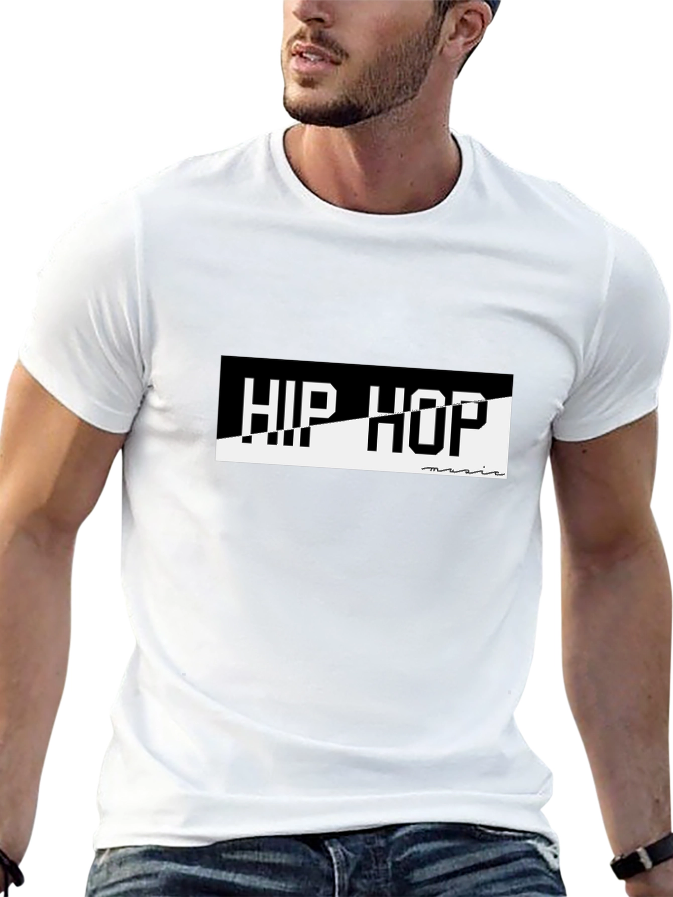 Hip Hop Music Graphic Tee - Black Cotton T-Shirt
