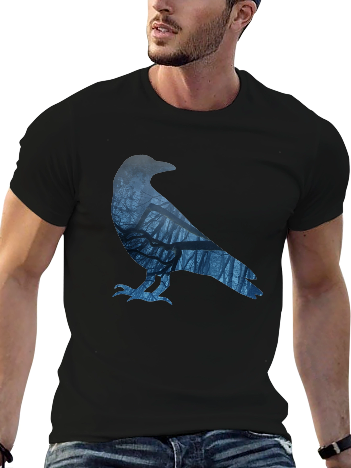 Raven Silhouette T-Shirt - Forest Graphic Tee