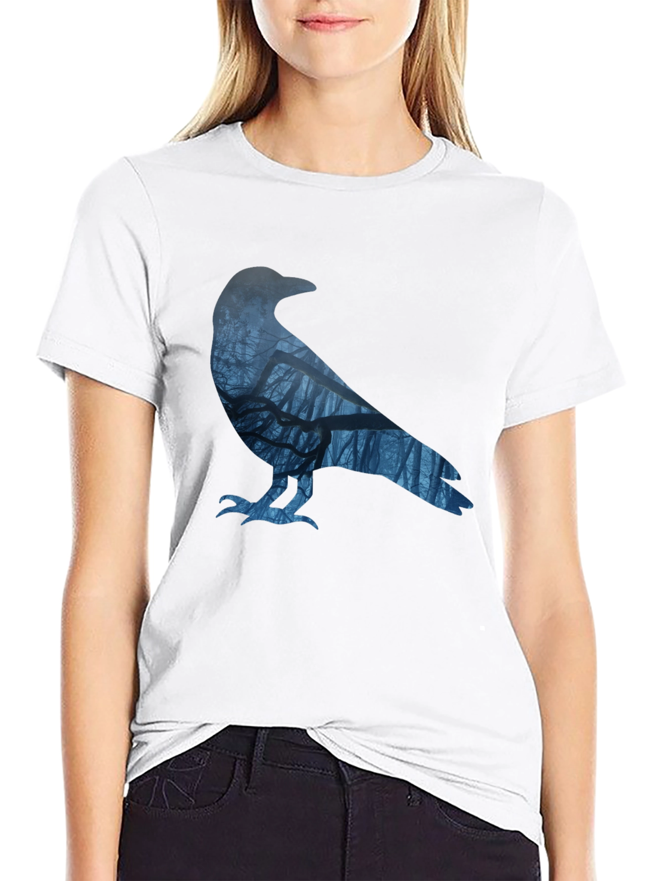 Raven Silhouette T-Shirt - Forest Graphic Tee