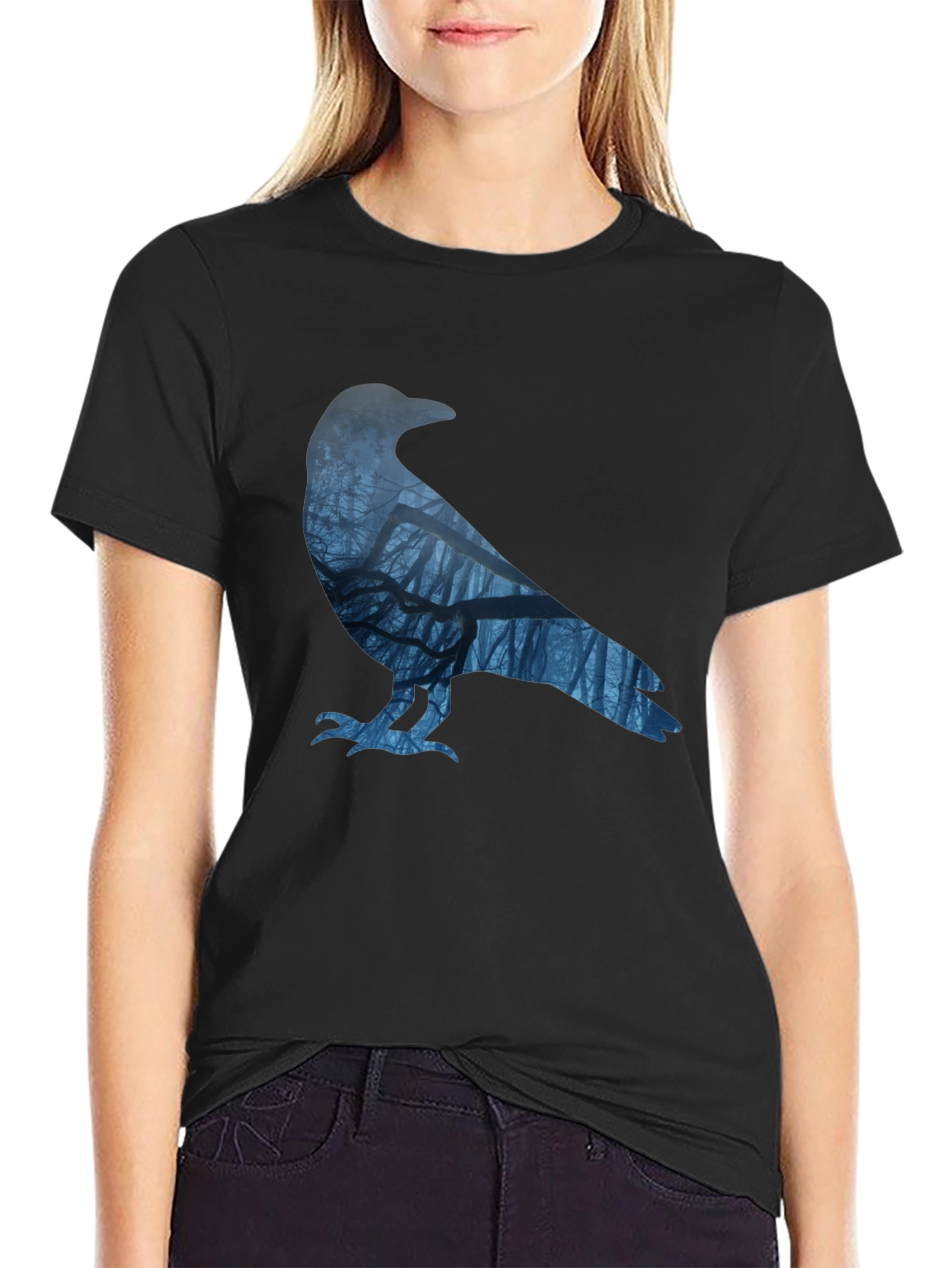 Raven Silhouette T-Shirt - Forest Graphic Tee