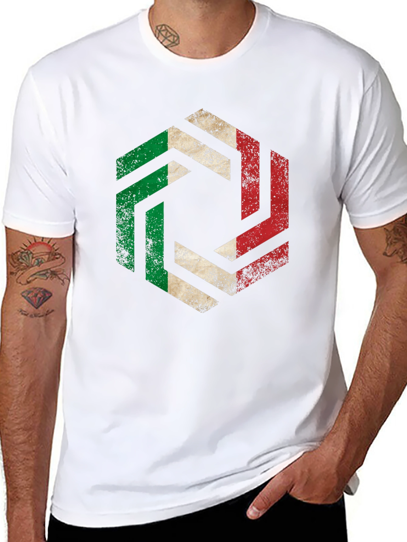 Italian Flag Geometric T-Shirt