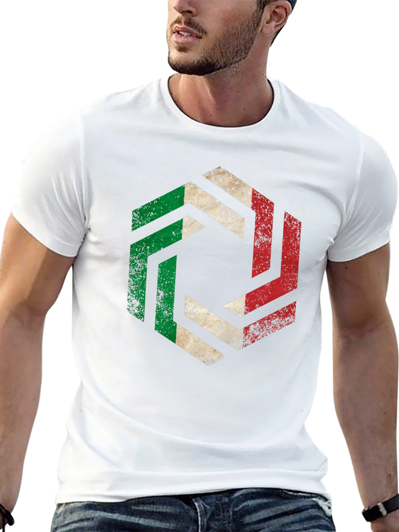 Italian Flag Geometric T-Shirt