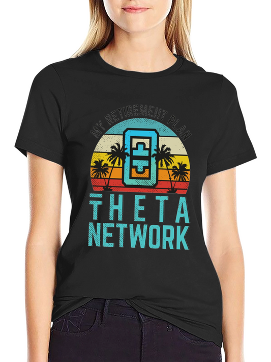 Theta Network Black T-Shirt Beach Sunset Design