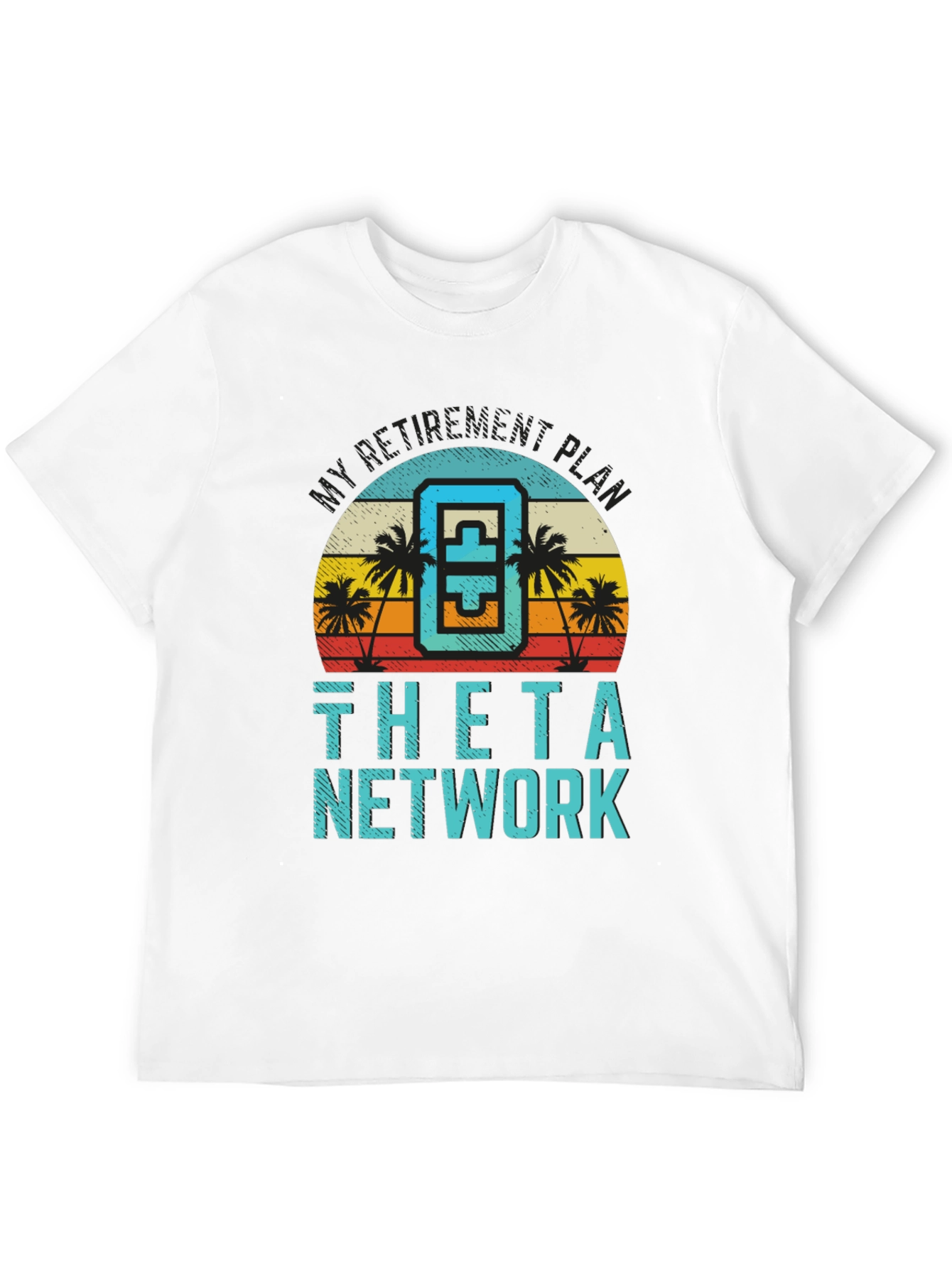 Theta Network Black T-Shirt Beach Sunset Design