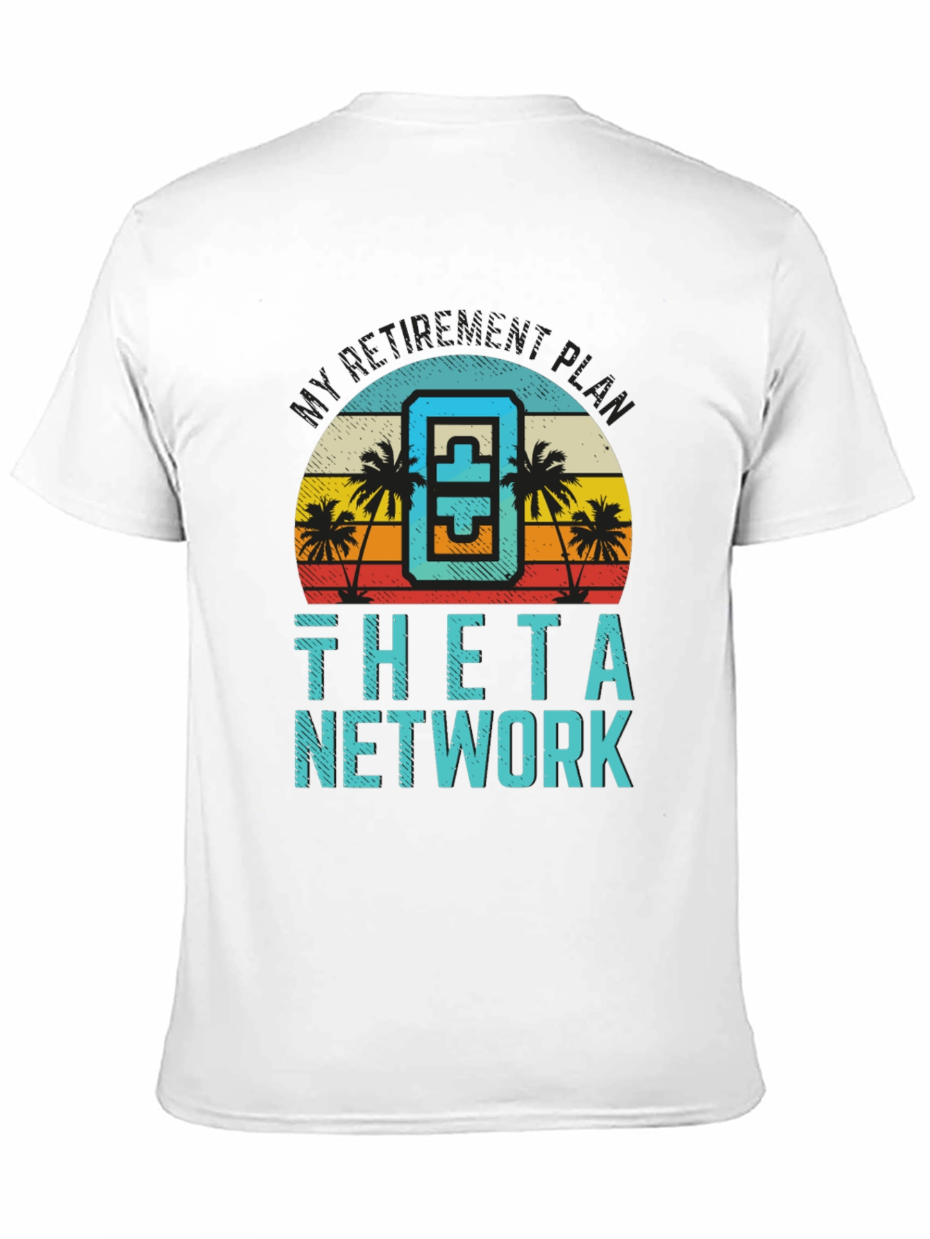 Theta Network Black T-Shirt Beach Sunset Design