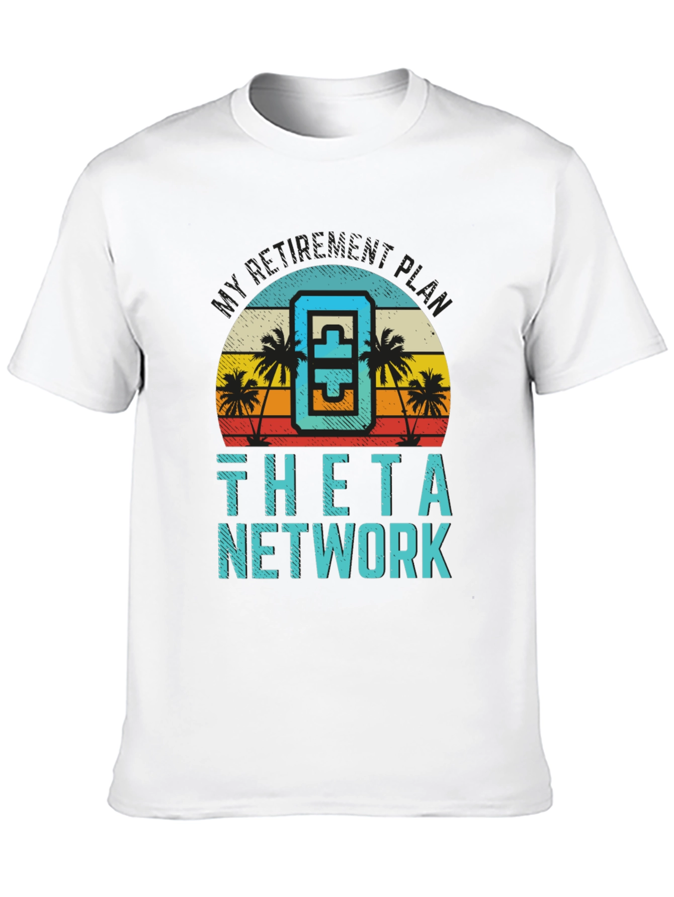 Theta Network Black T-Shirt Beach Sunset Design