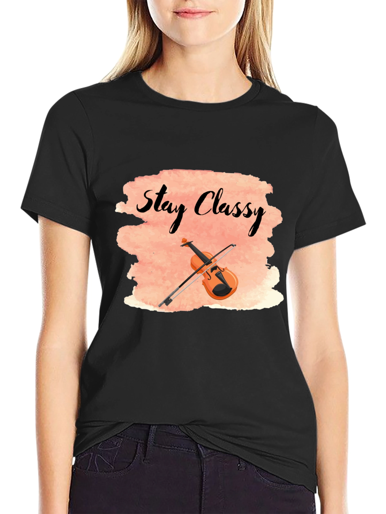 Stay Classy T-Shirt with Violin Design