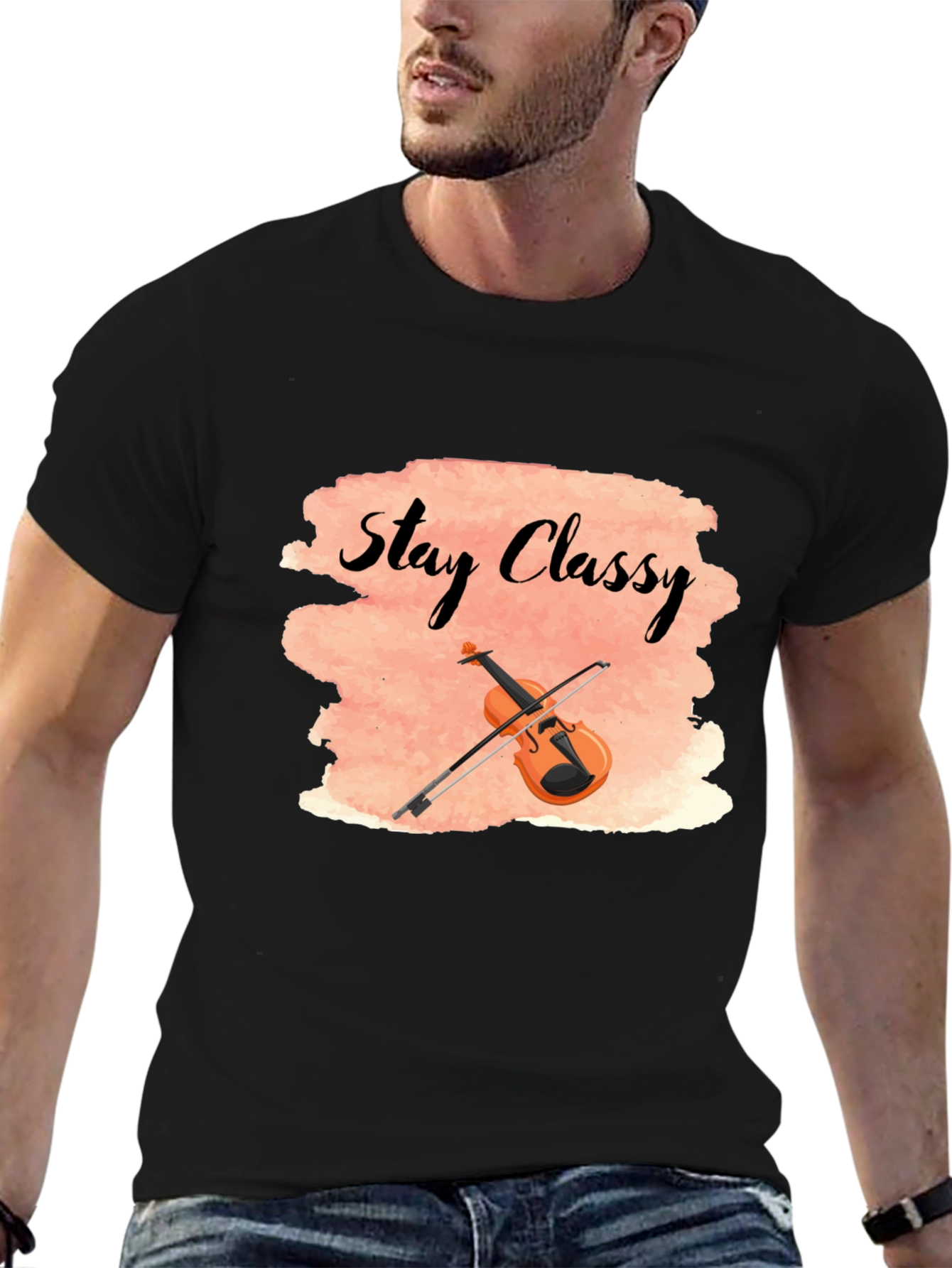 Stay Classy T-Shirt with Violin Design