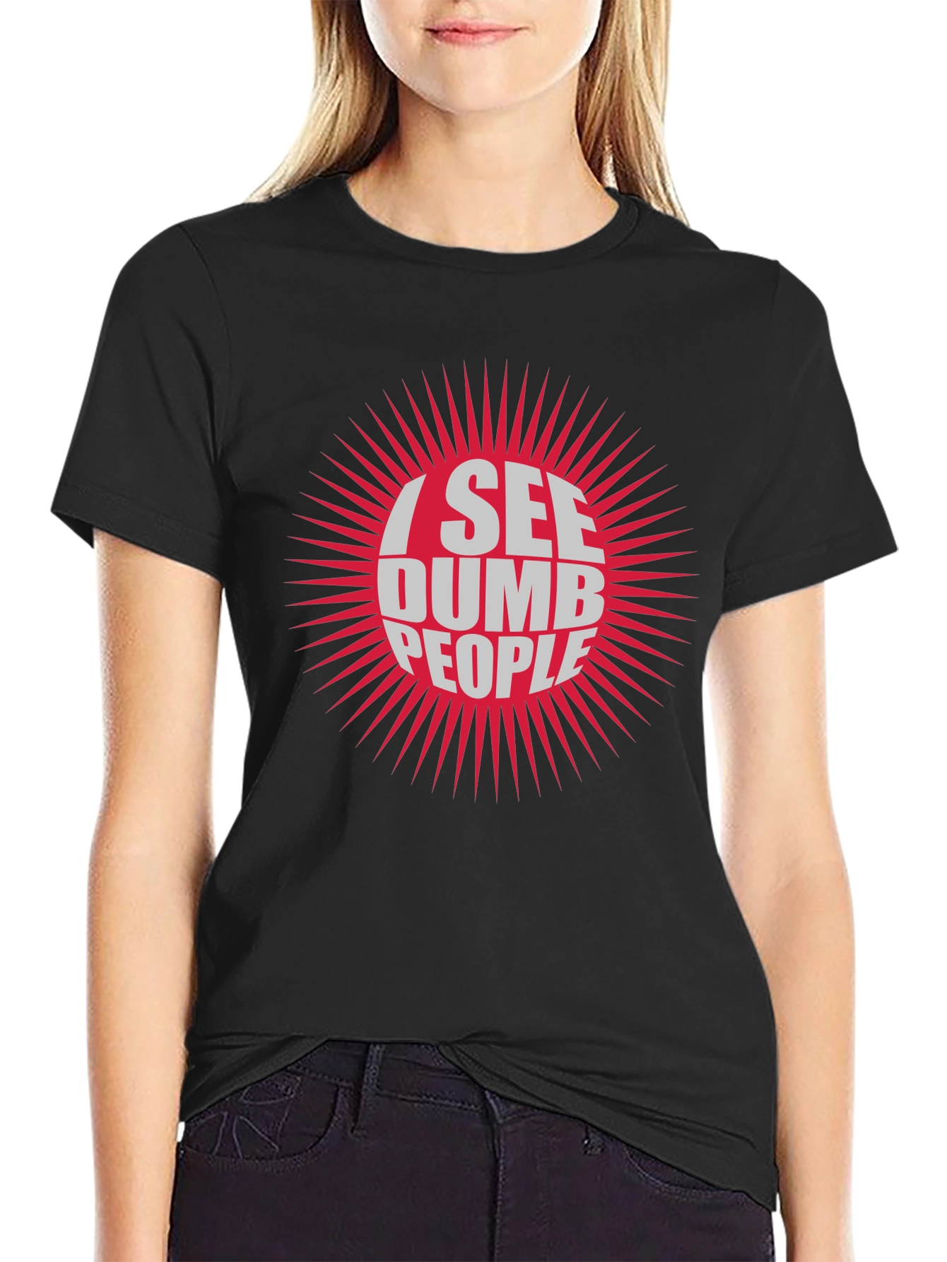 I See Dumb People Graphic T-Shirt - Black Tee