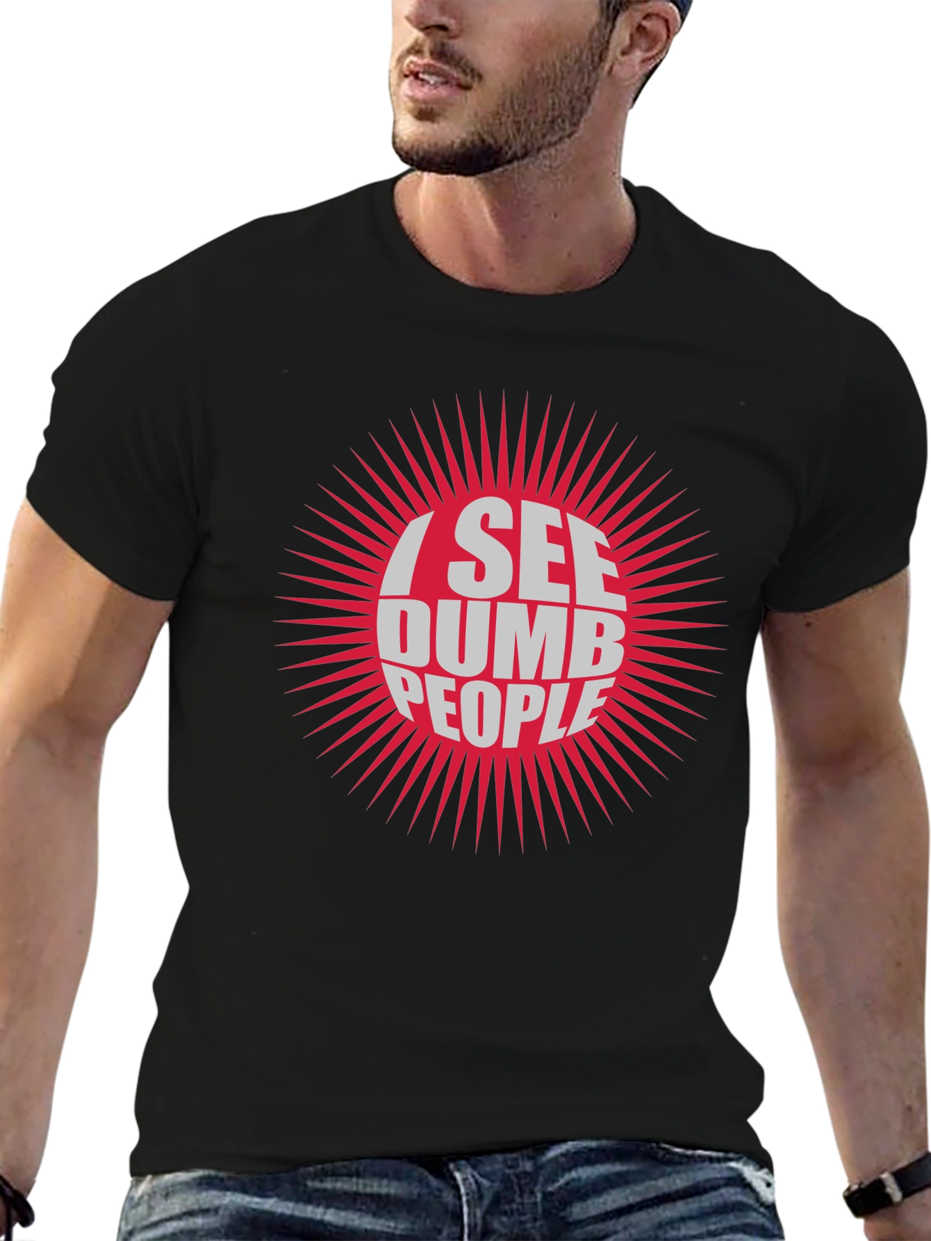 I See Dumb People Graphic T-Shirt - Black Tee
