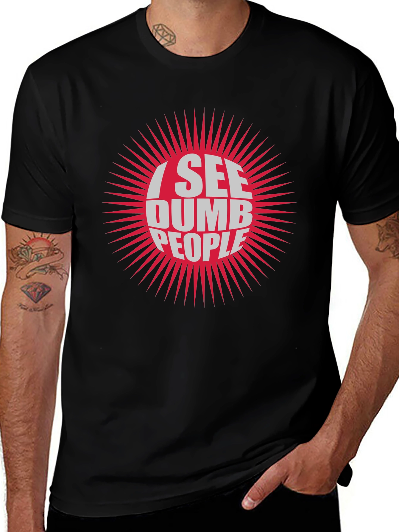 I See Dumb People Graphic T-Shirt - Black Tee