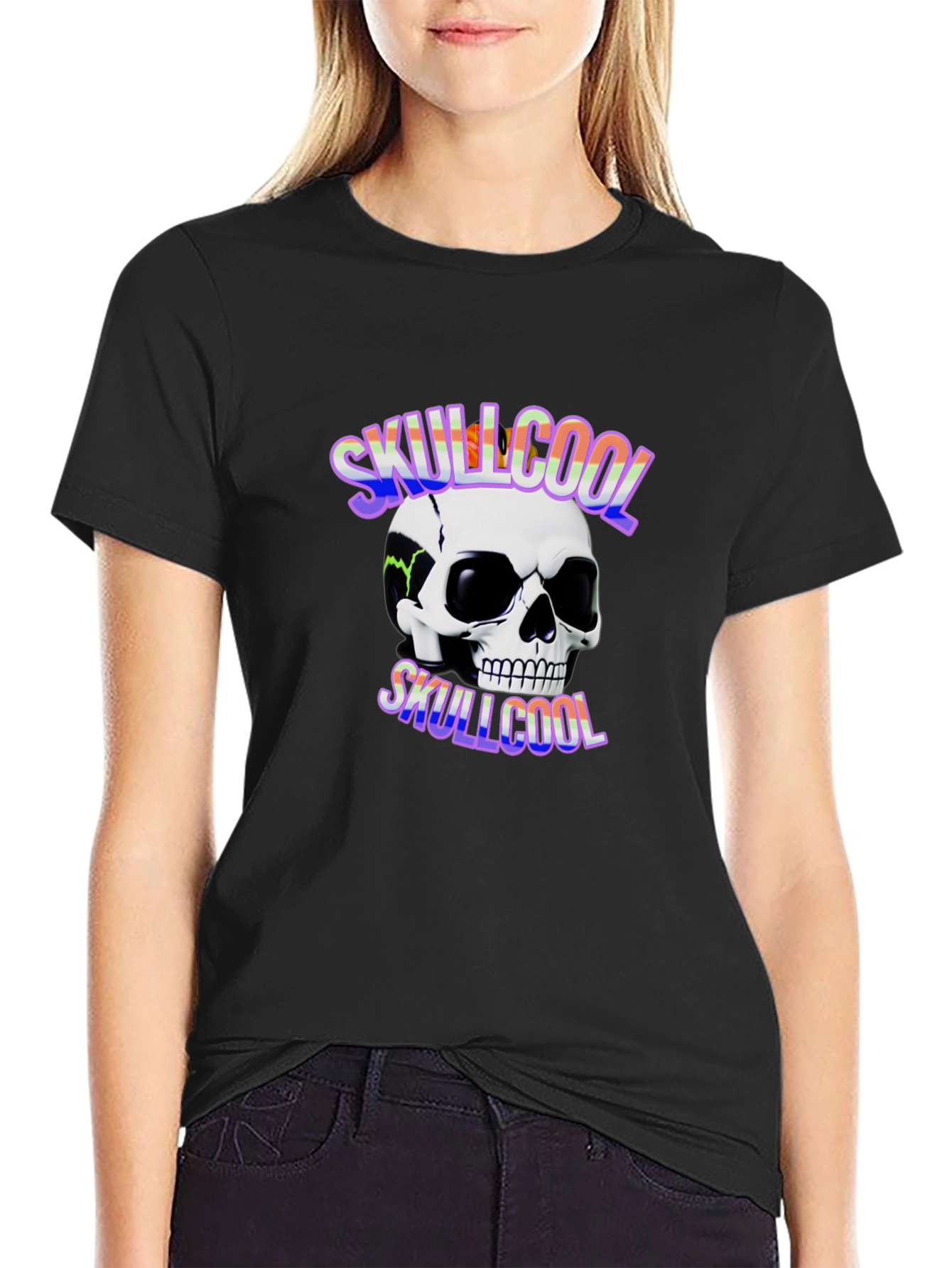 Skullcool Graphic Tee - Black Cotton T-Shirt