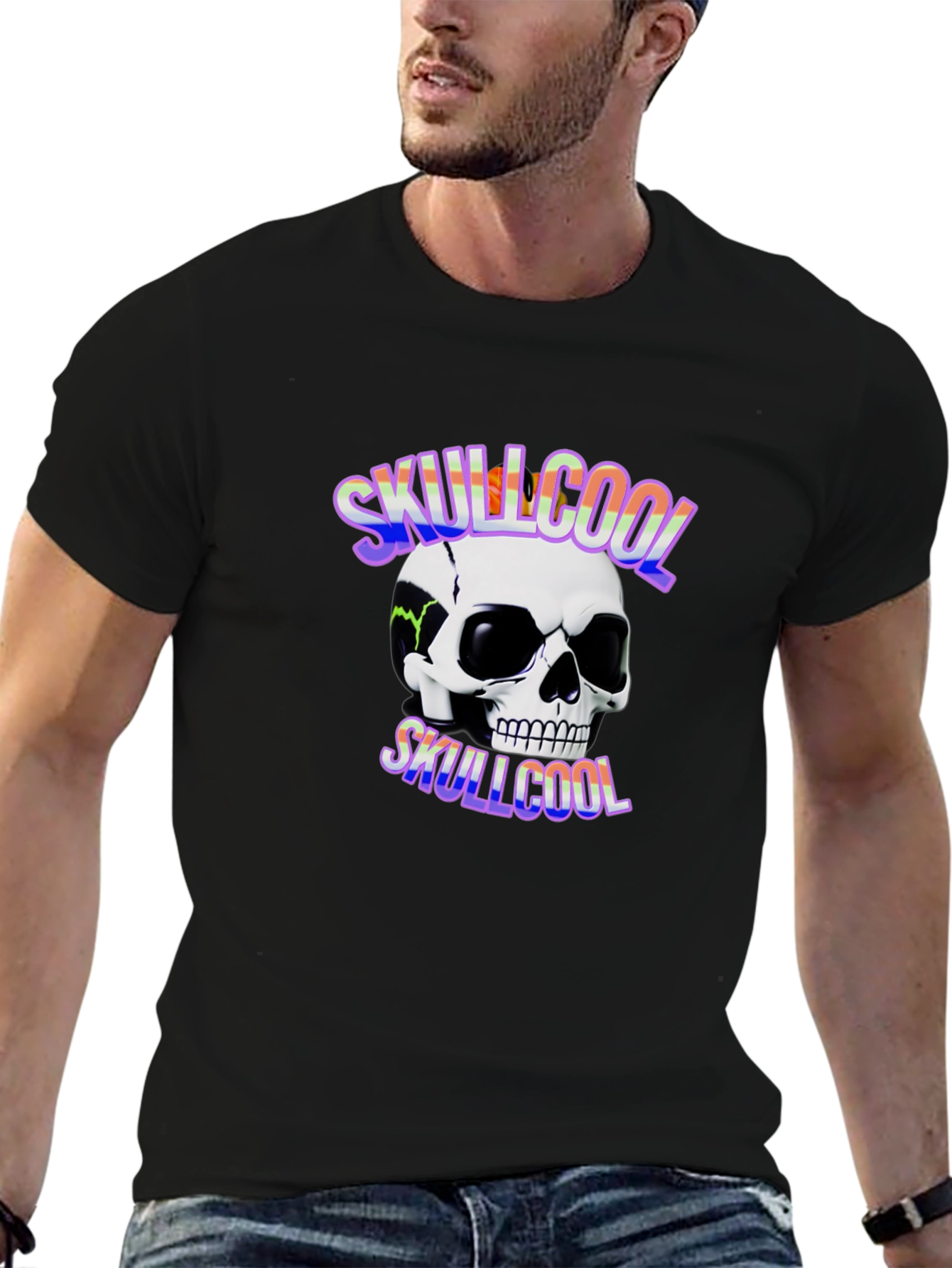 Skullcool Graphic Tee - Black Cotton T-Shirt