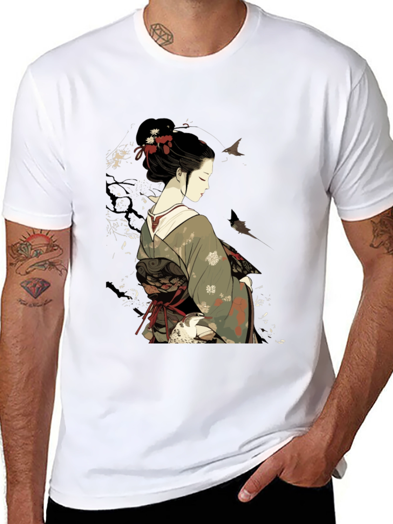 Geisha Graphic Black Tee