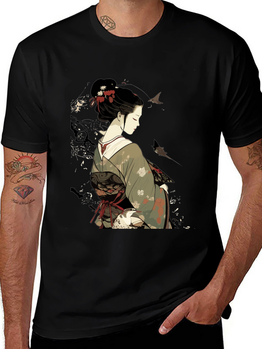 Geisha Graphic Black Tee