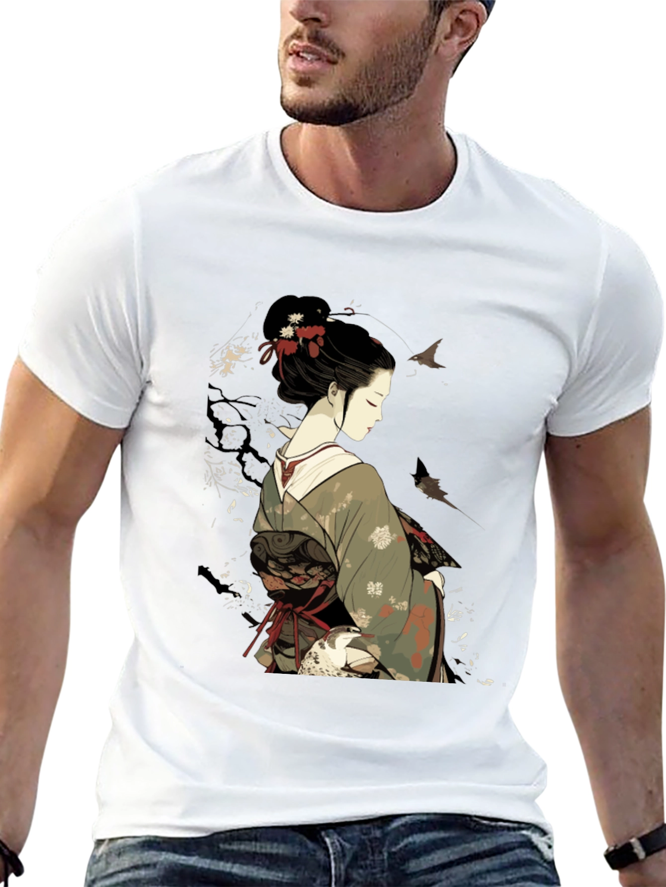 Geisha Graphic Black Tee