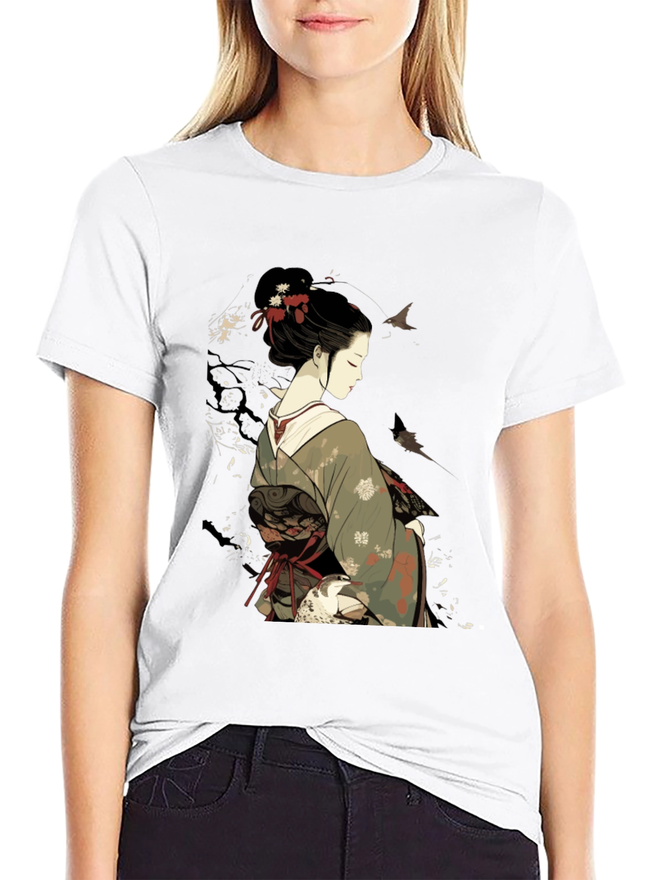 Geisha Graphic Black Tee