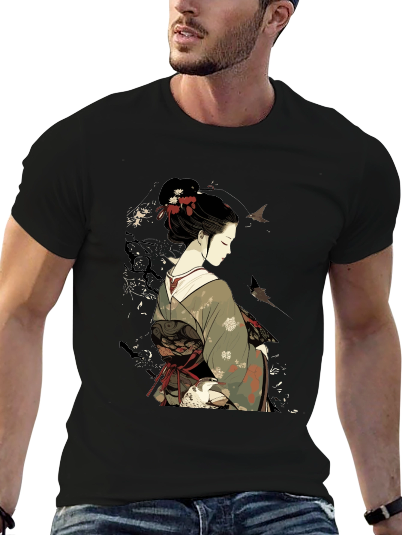 Geisha Graphic Black Tee