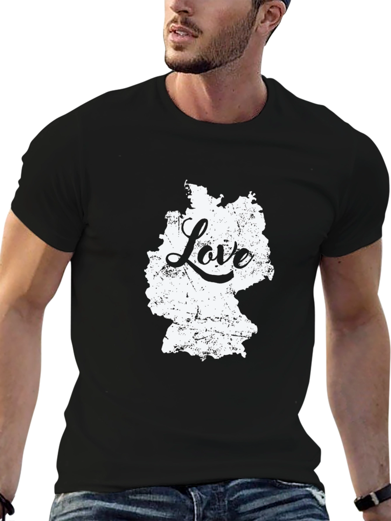 Love Germany Map Graphic Tee - Black Cotton T-Shirt