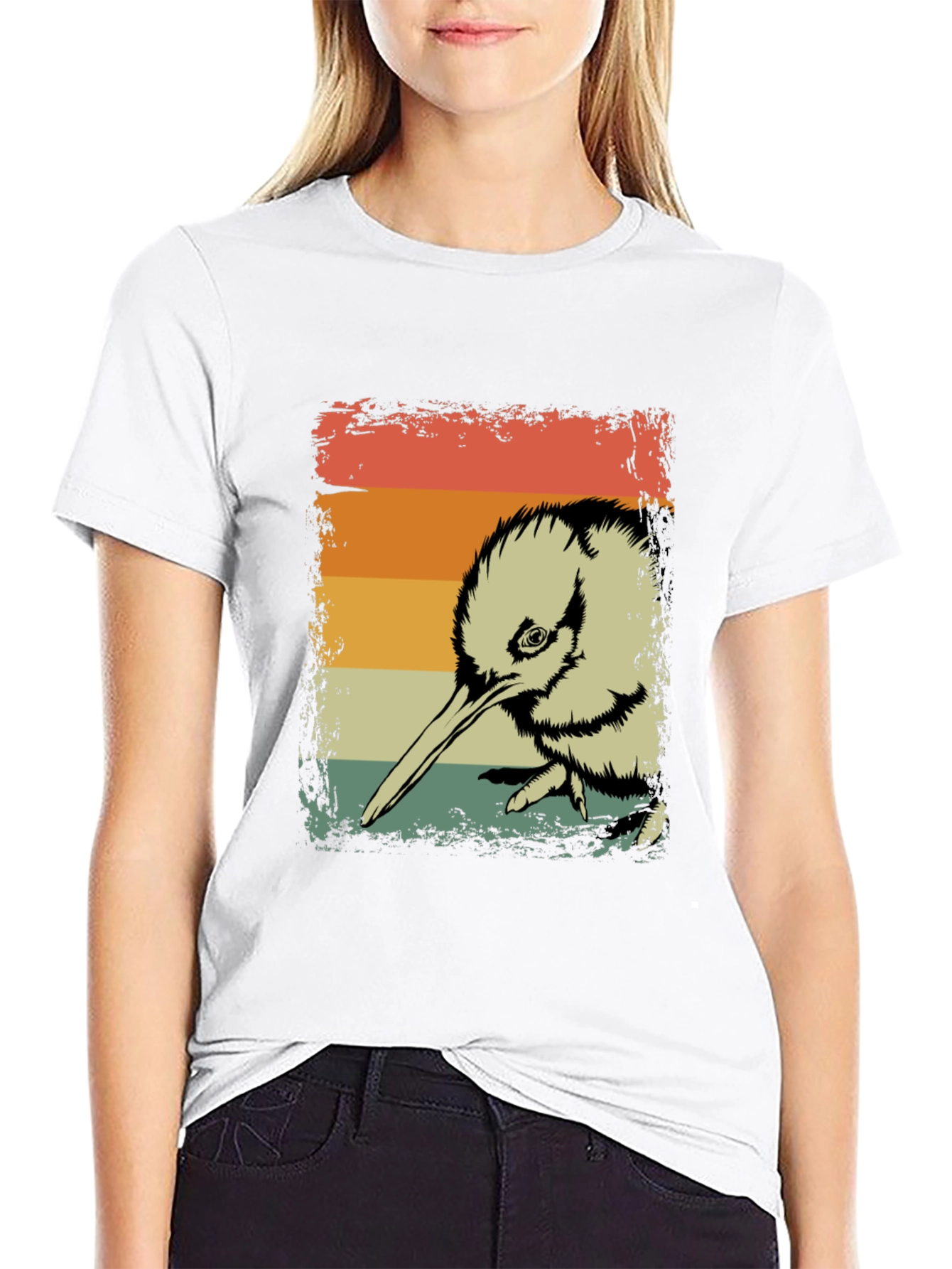 Retro Kiwi Bird Graphic T-Shirt