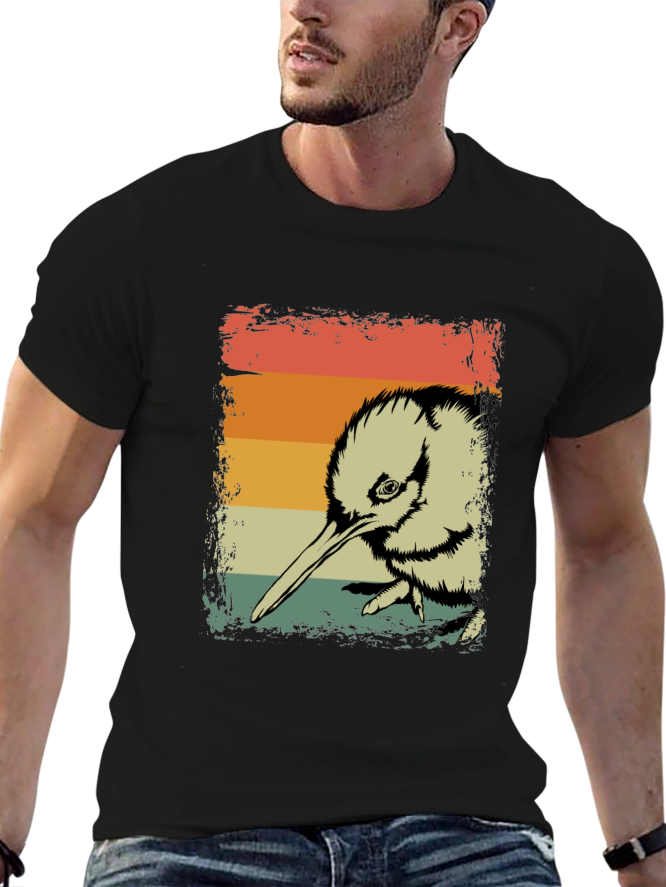 Retro Kiwi Bird Graphic T-Shirt