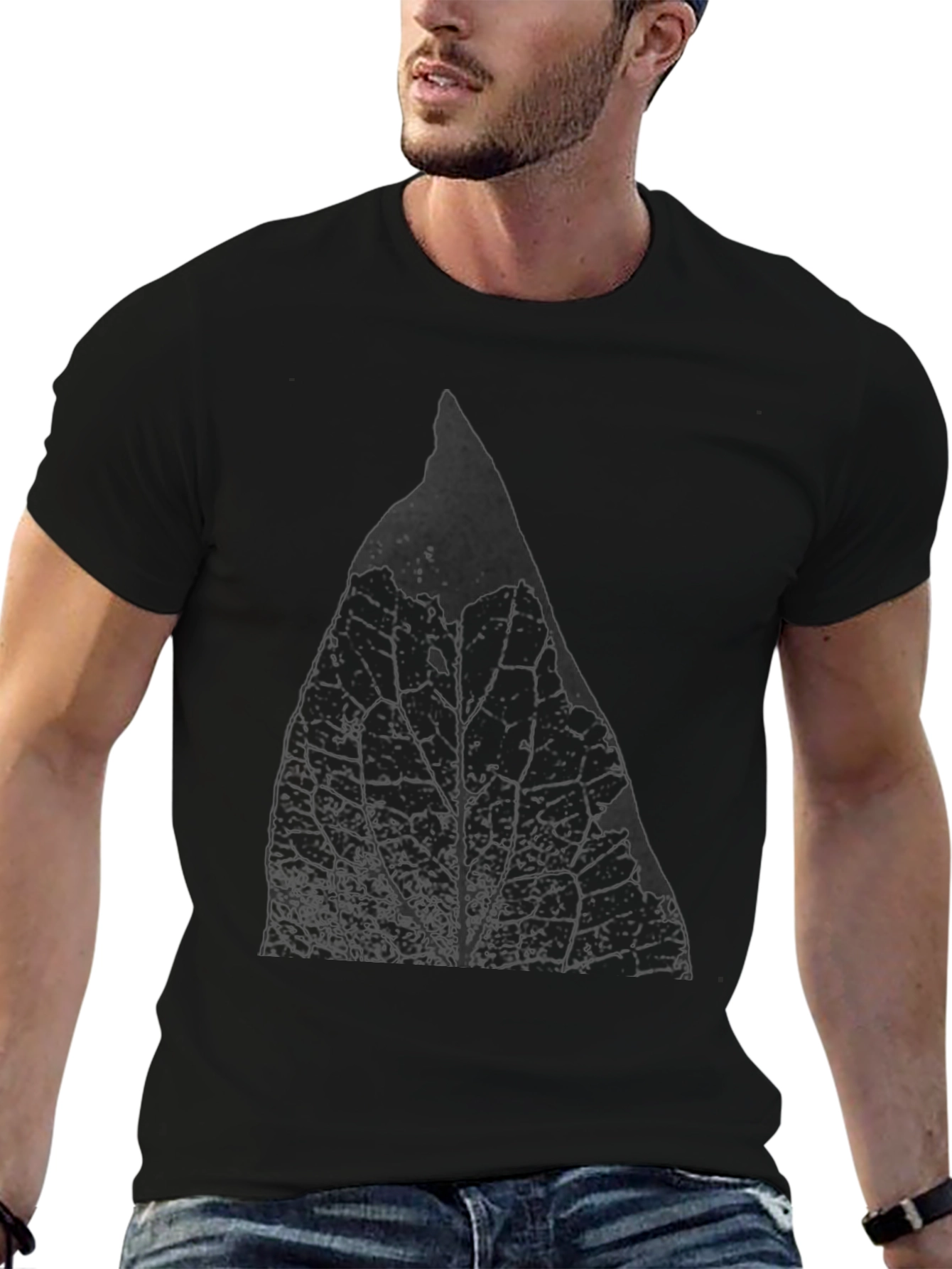 Leaf Print Black T-Shirt - Stylish Casual Wear