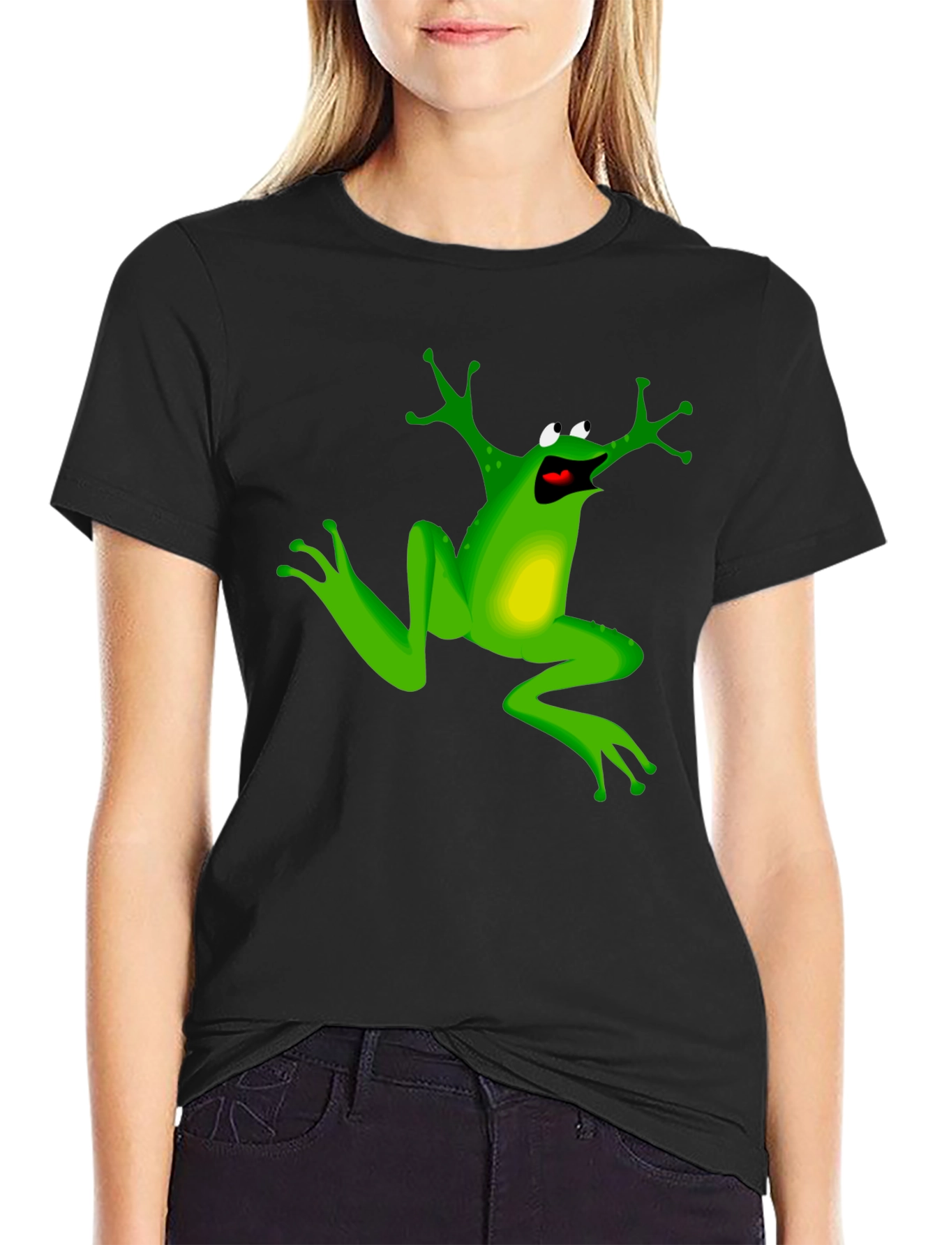 Funny Frog Graphic T-Shirt - Black