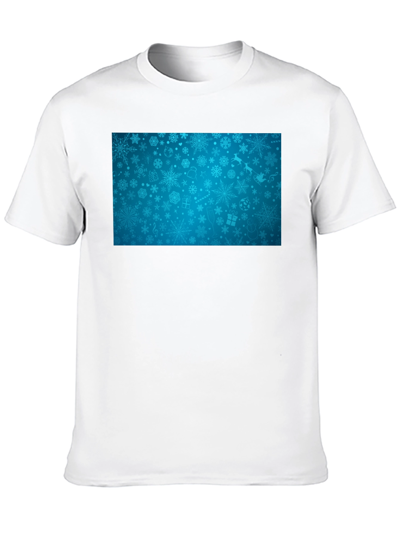 Festive Snowflake Pattern Black T-Shirt