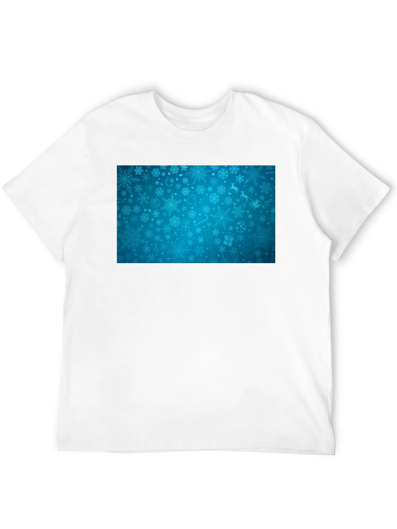 Festive Snowflake Pattern Black T-Shirt