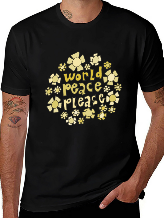 World Peace Please Floral Graphic T-Shirt
