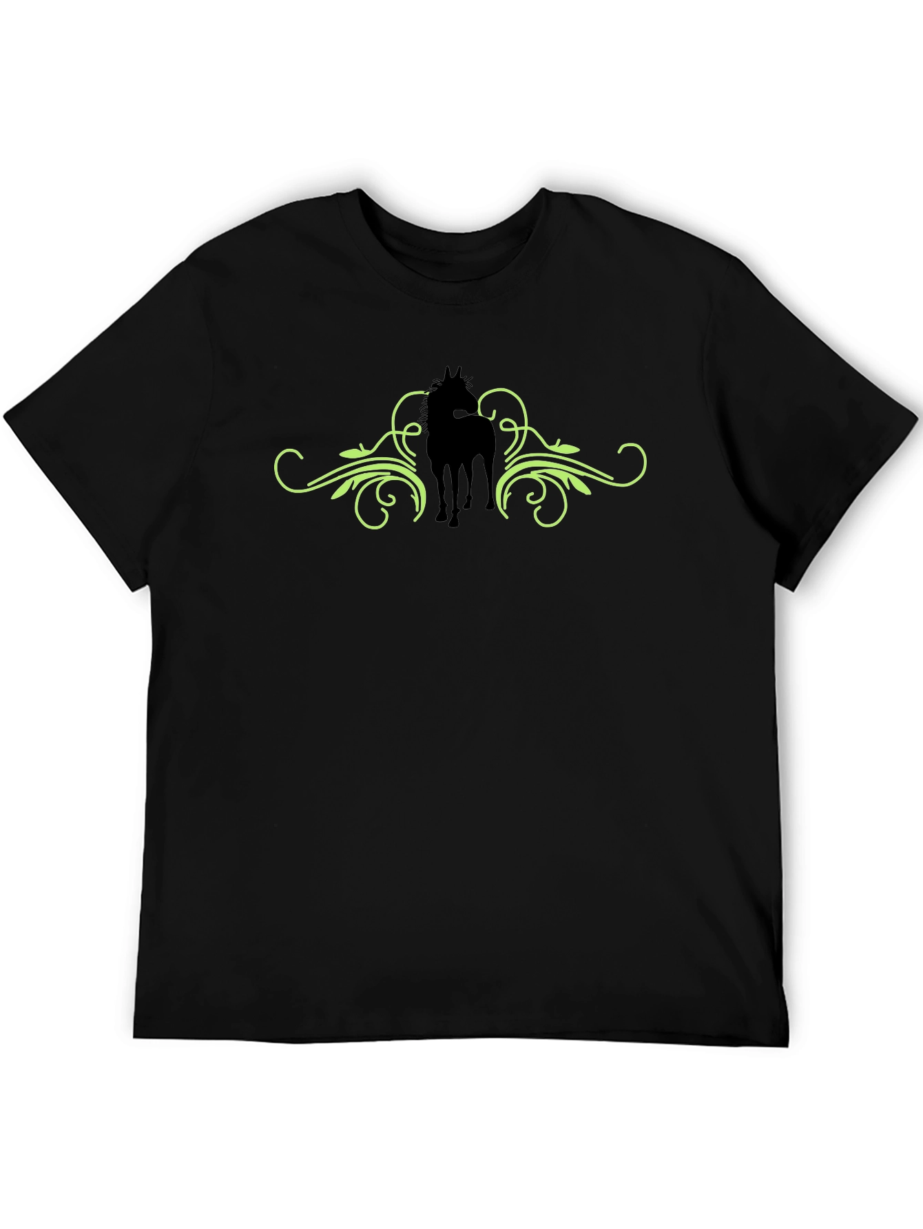Horse Silhouette Graphic Print Tee - Black