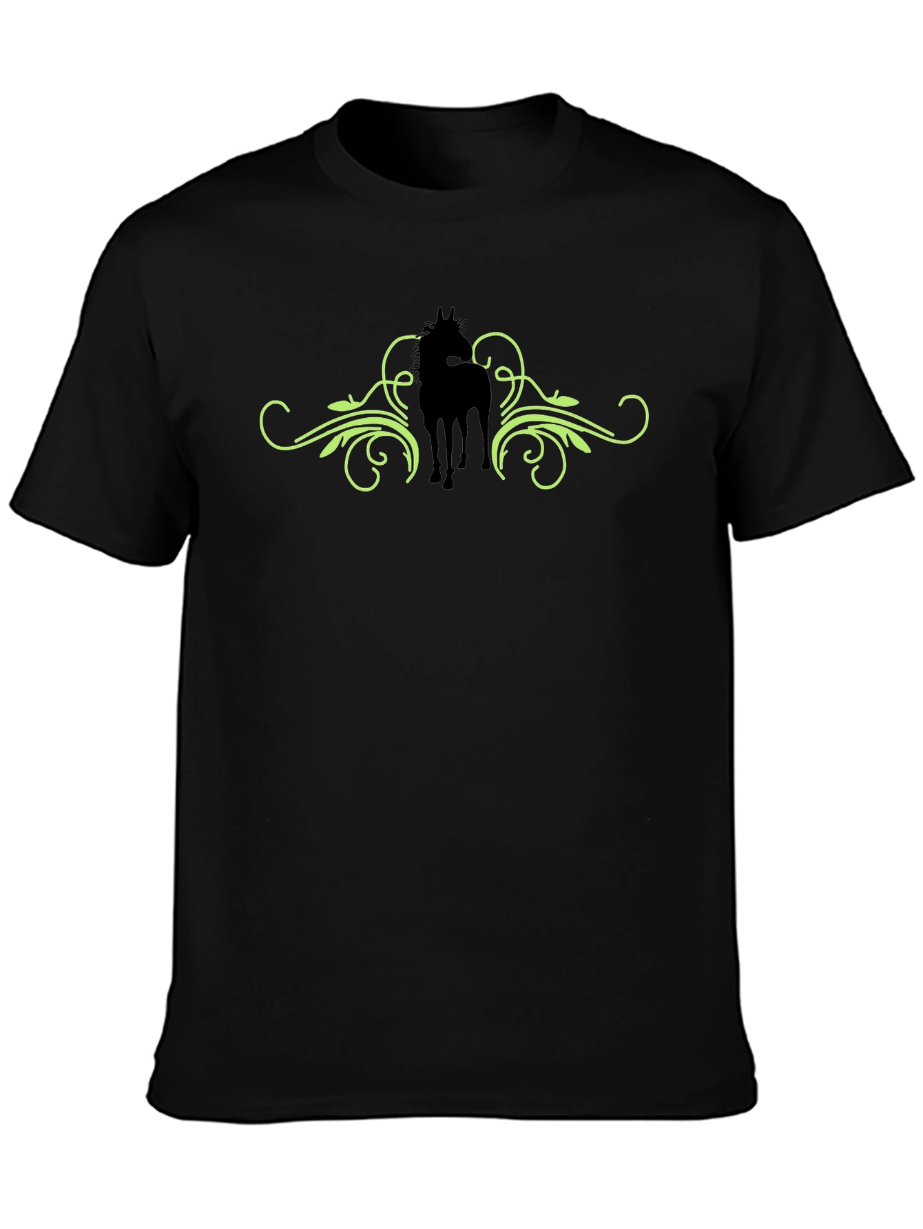 Horse Silhouette Graphic Print Tee - Black