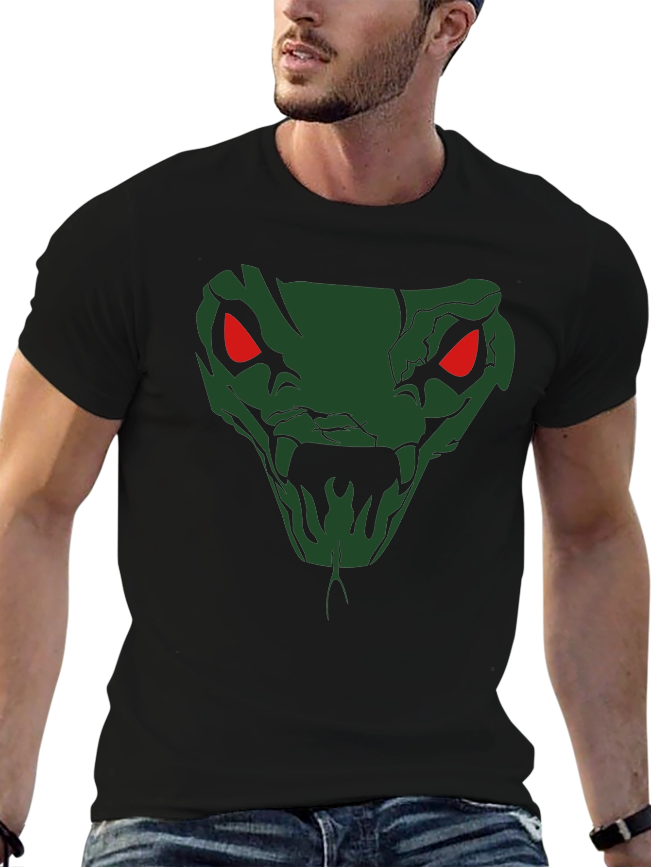 Venomous Snake Graphic T-Shirt - Mens Black Tee