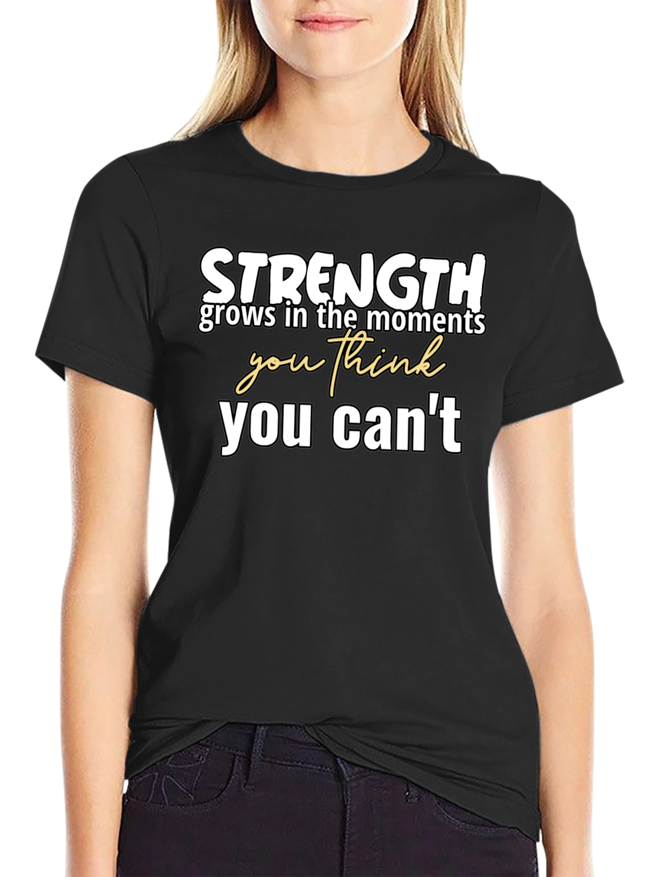 Strength Motivational Graphic Tee - Black