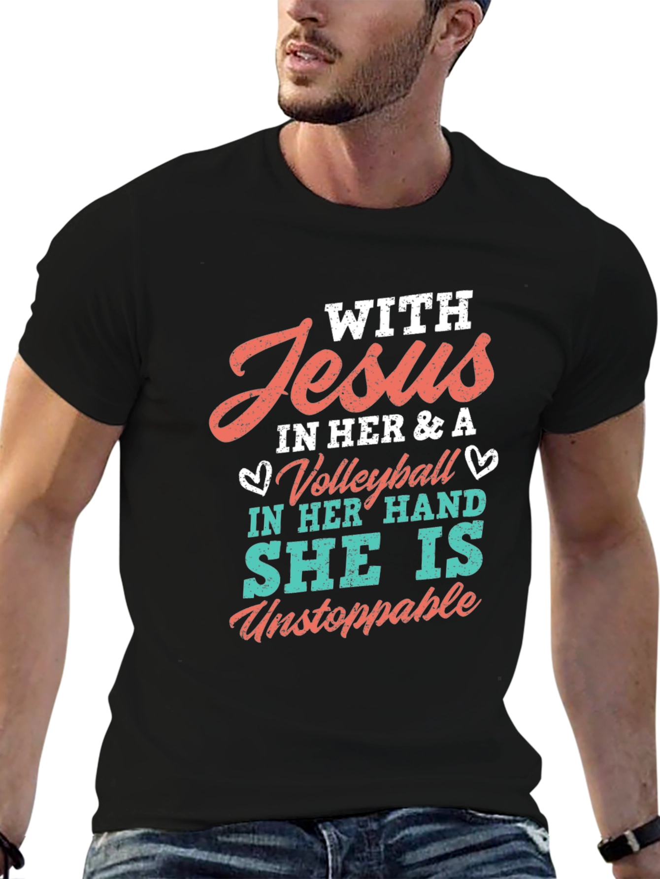 With Jesus Volleyball T-Shirt