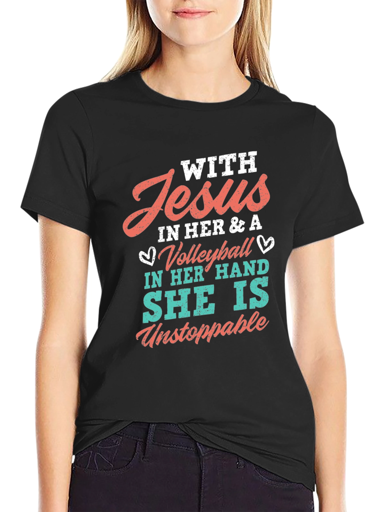 With Jesus Volleyball T-Shirt