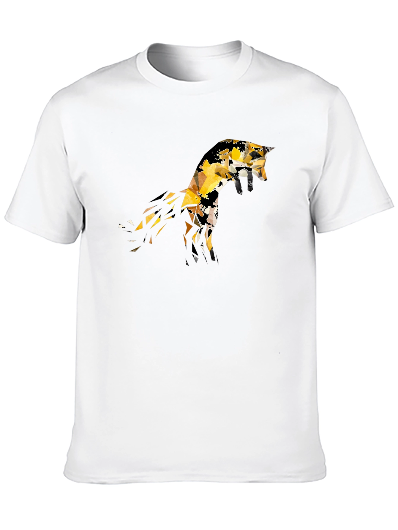 Geometric Fox Graphic Black T-Shirt