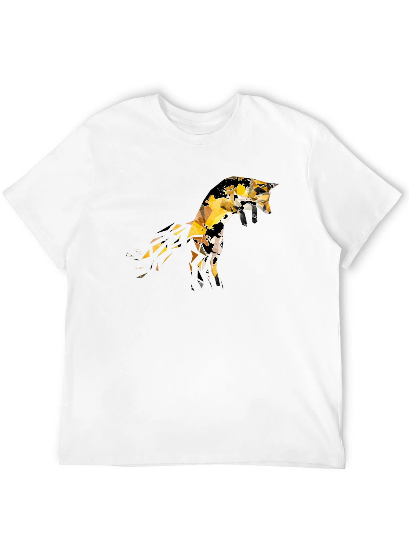 Geometric Fox Graphic Black T-Shirt