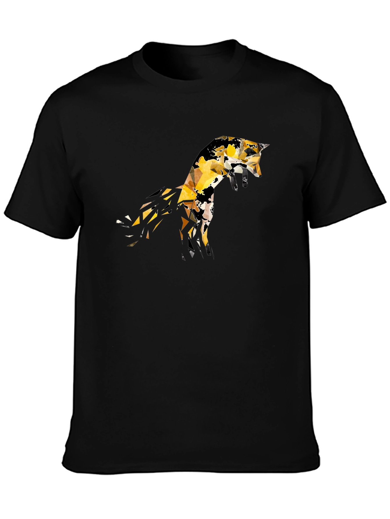 Geometric Fox Graphic Black T-Shirt