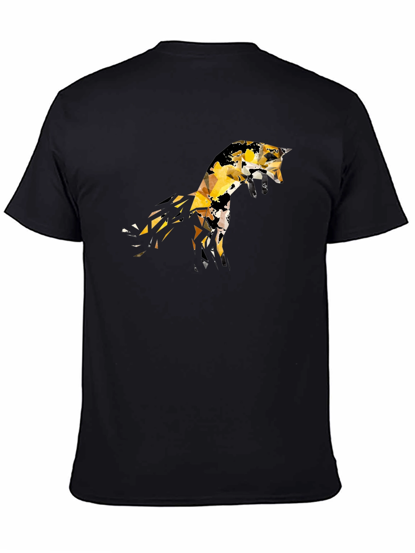 Geometric Fox Graphic Black T-Shirt