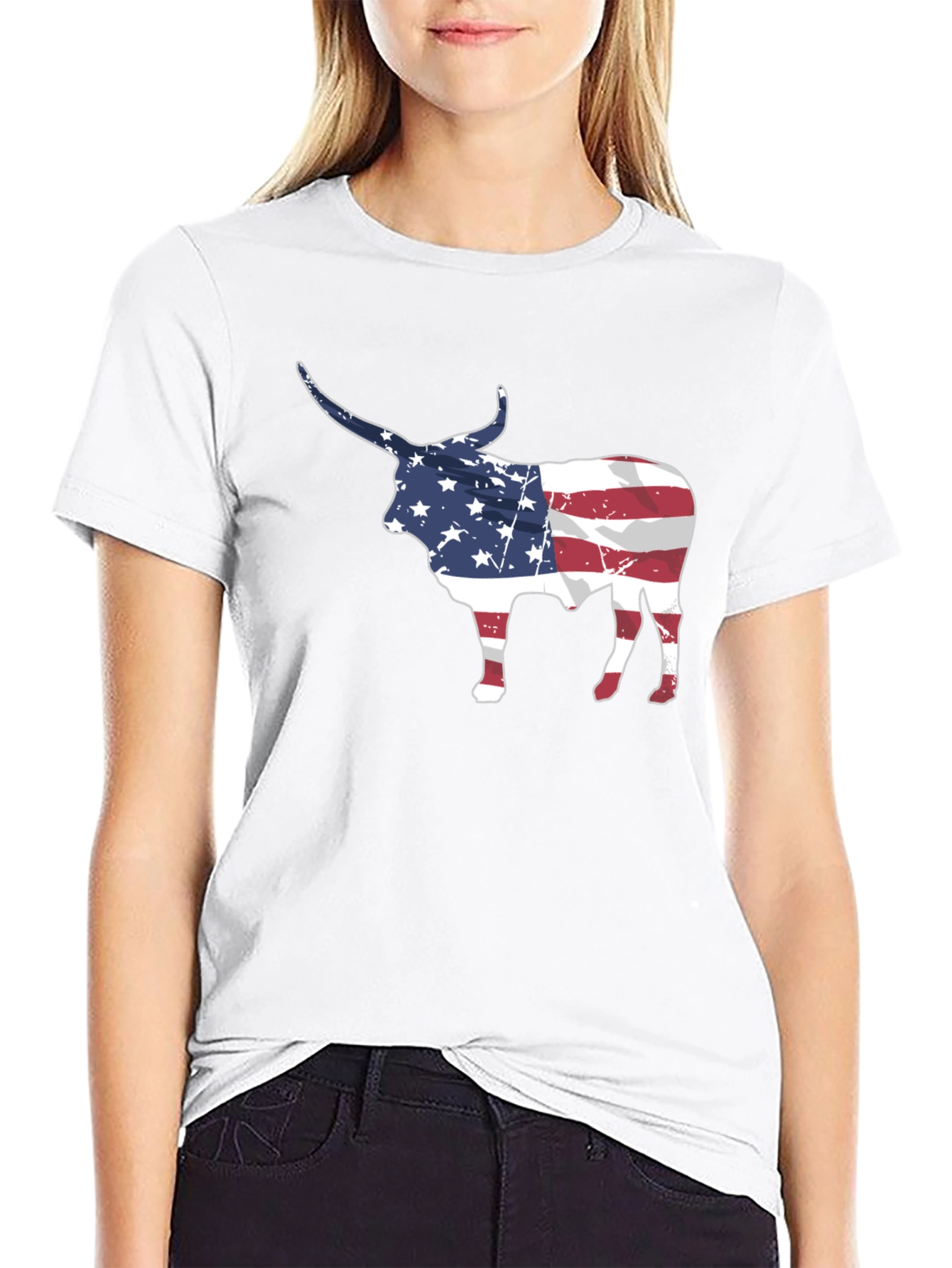American Flag Bull Graphic Tee