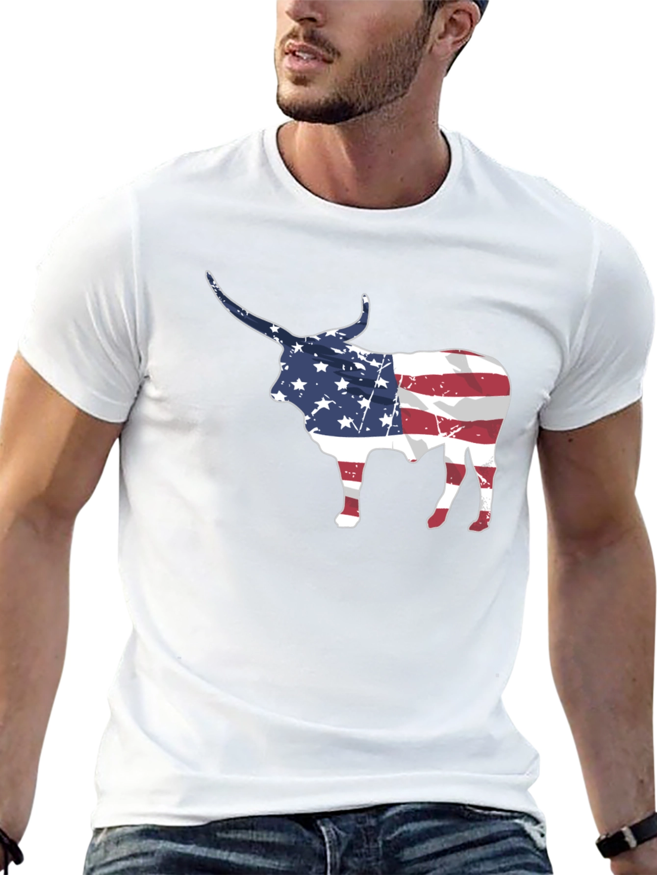 American Flag Bull Graphic Tee