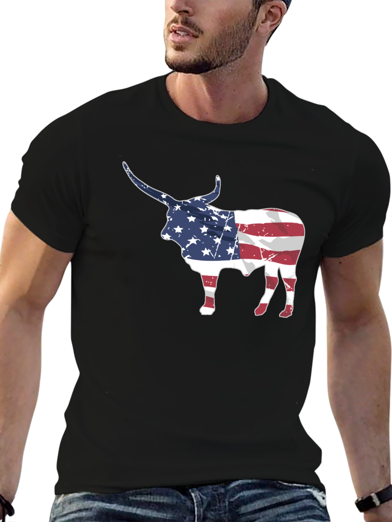 American Flag Bull Graphic Tee