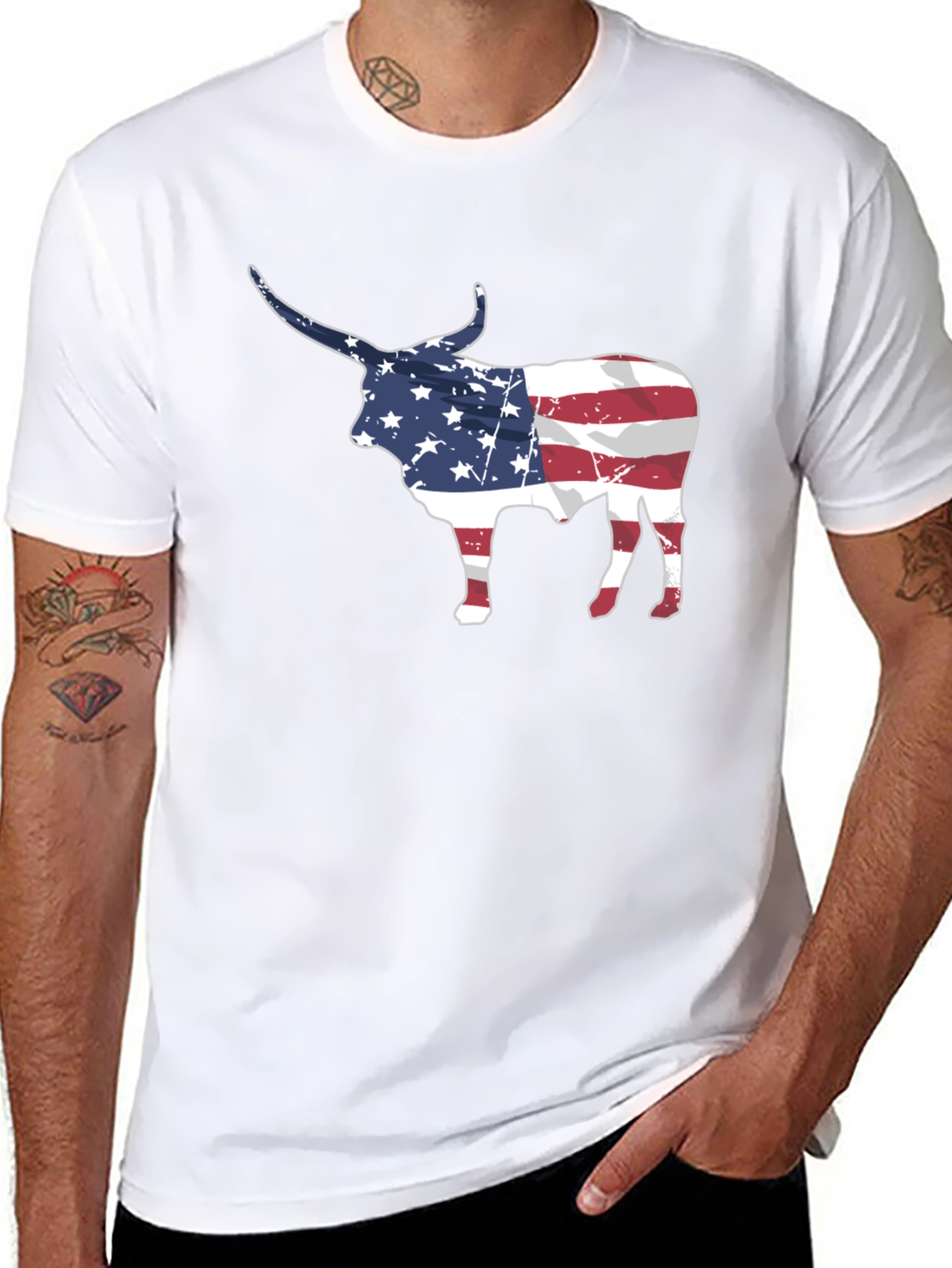 American Flag Bull Graphic Tee