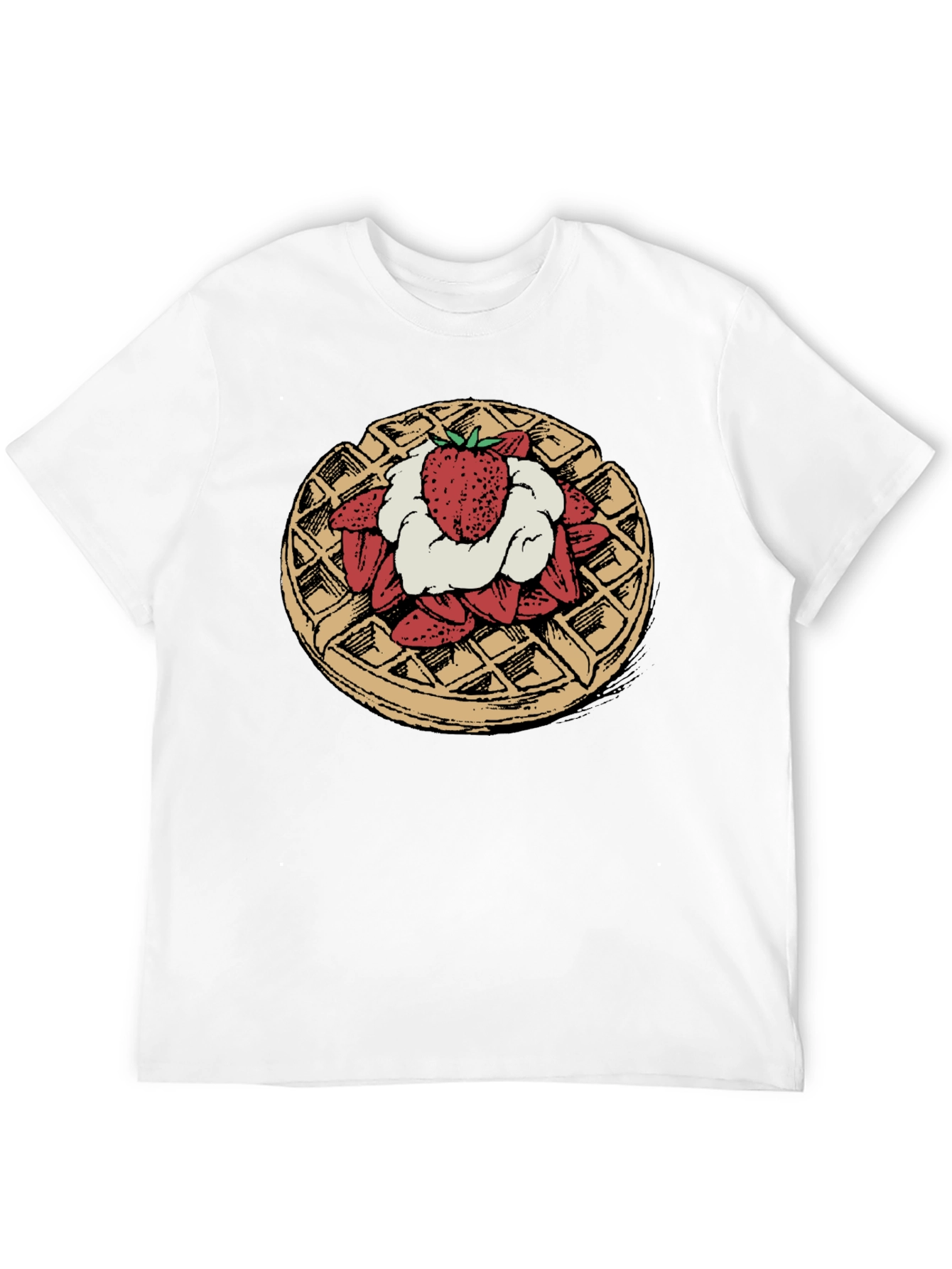 Waffle & Strawberry Graphic Tee - Unique Foodie T-Shirt
