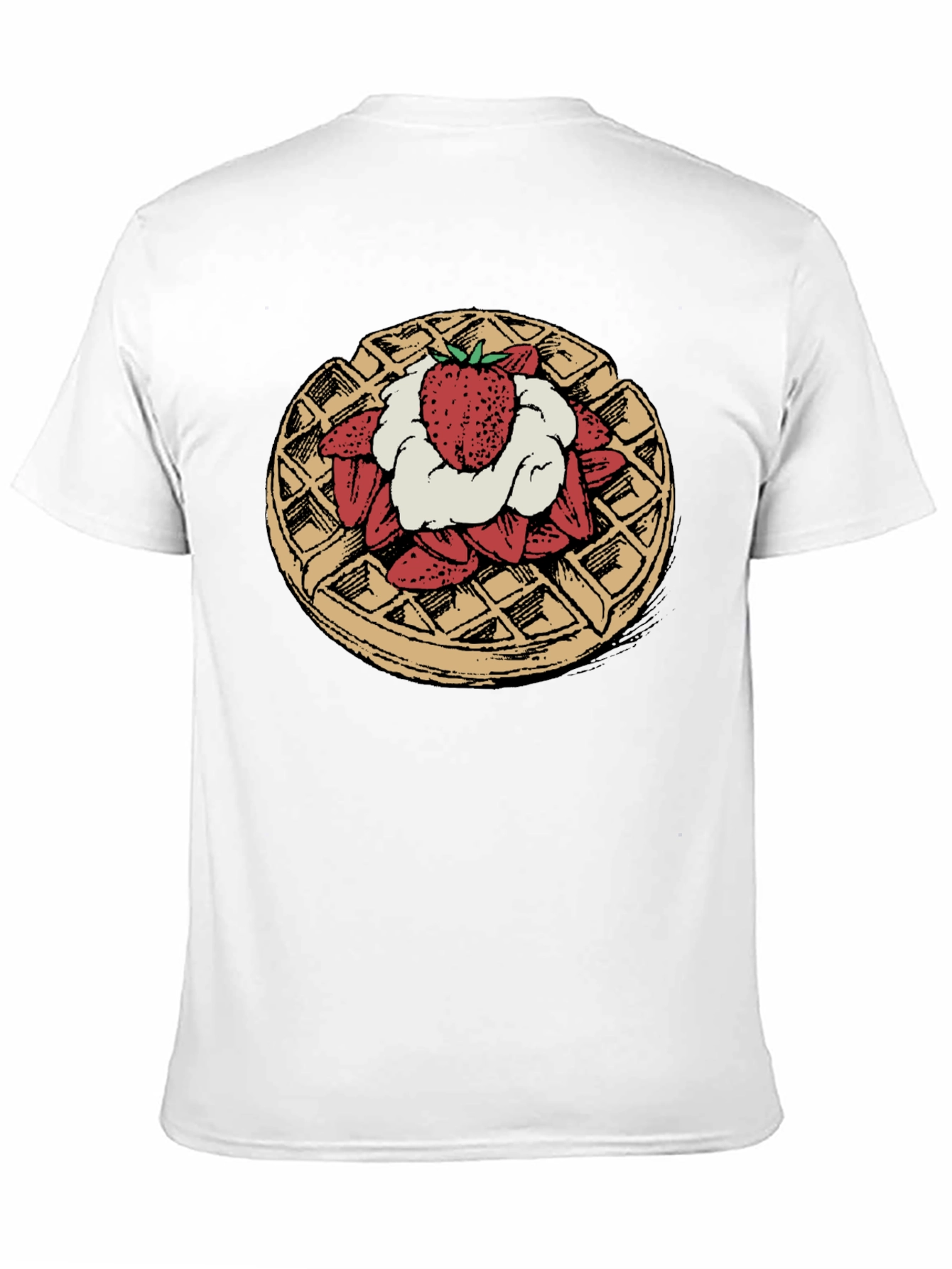 Waffle & Strawberry Graphic Tee - Unique Foodie T-Shirt