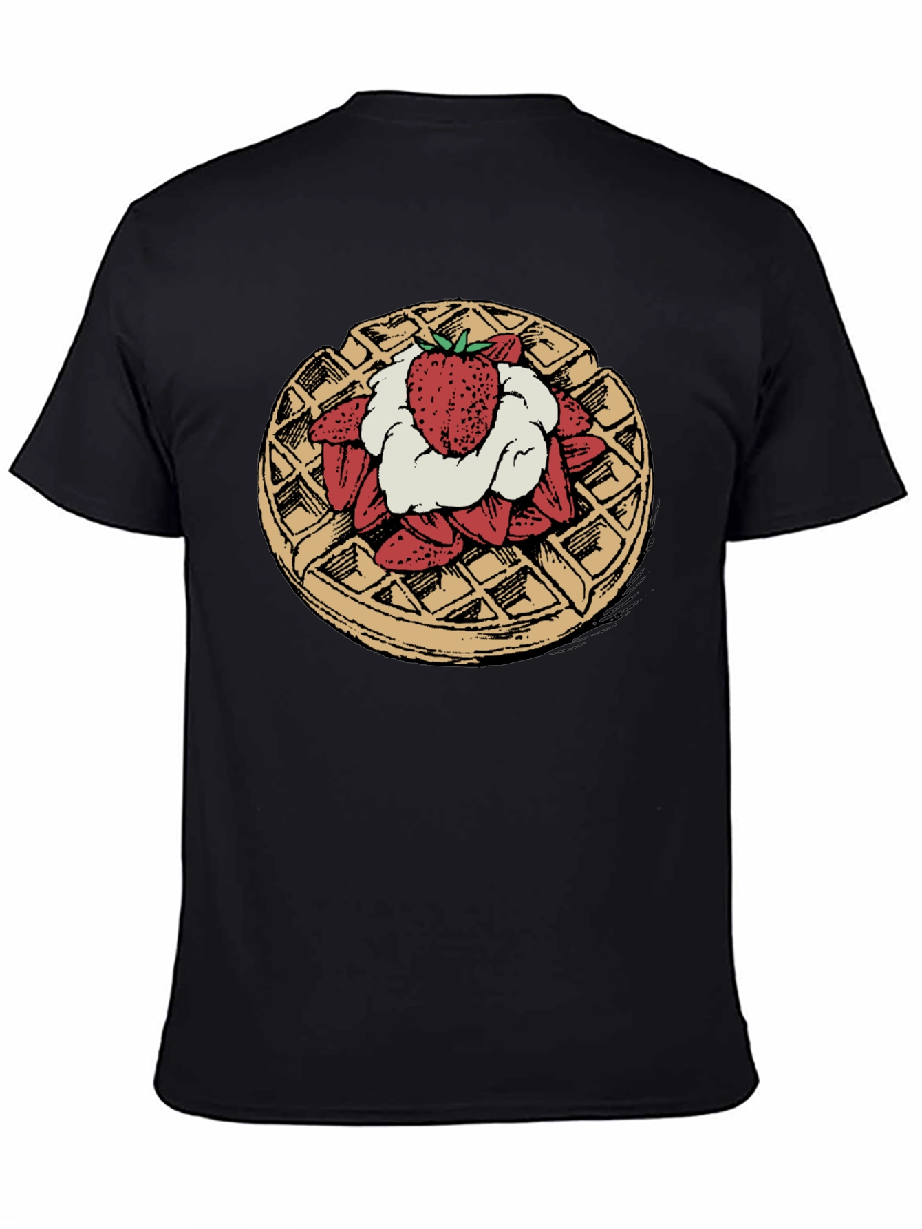Waffle & Strawberry Graphic Tee - Unique Foodie T-Shirt