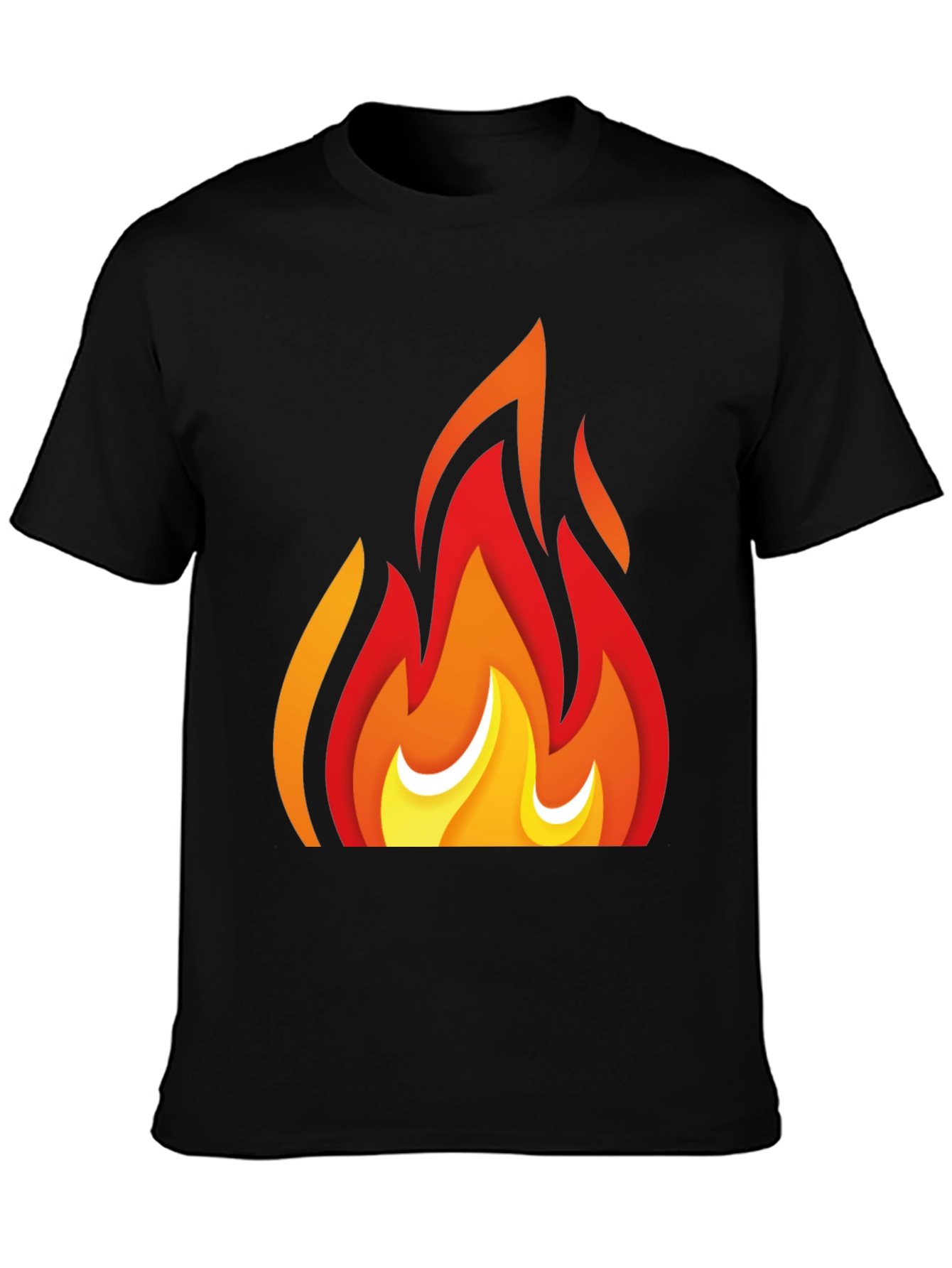 Fiery Graphic Tee - Bold Flame Design Black T-Shirt