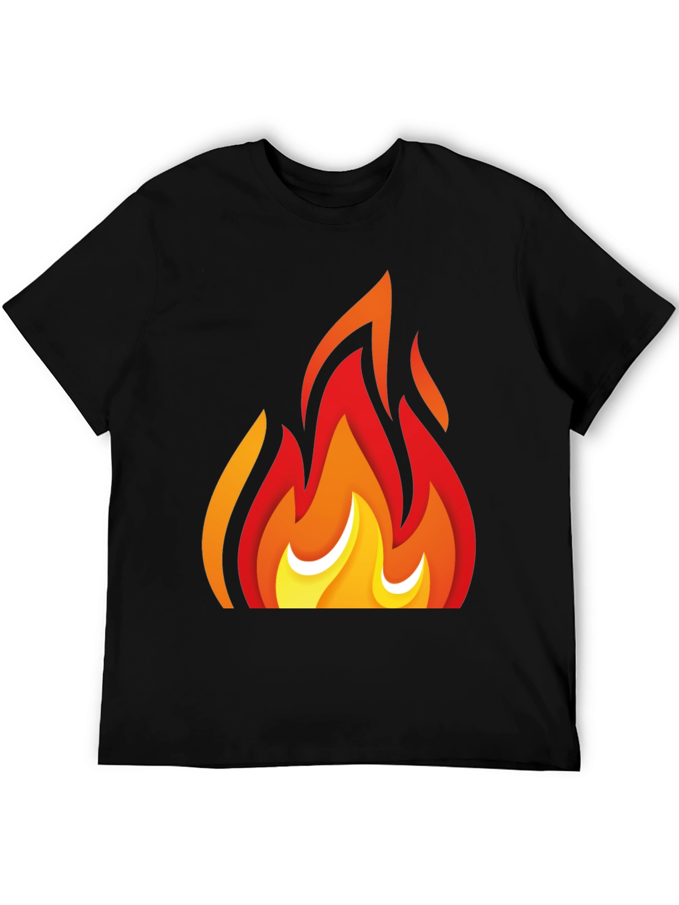 Fiery Graphic Tee - Bold Flame Design Black T-Shirt